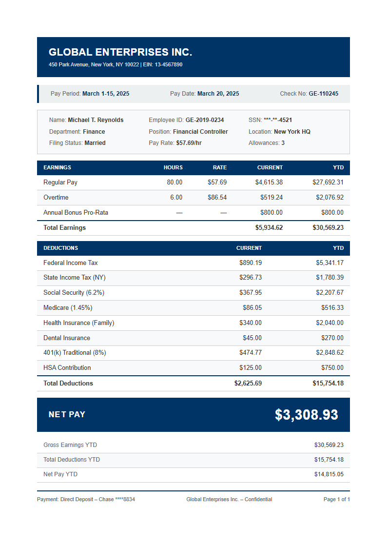 Corporate Standard Payslip
